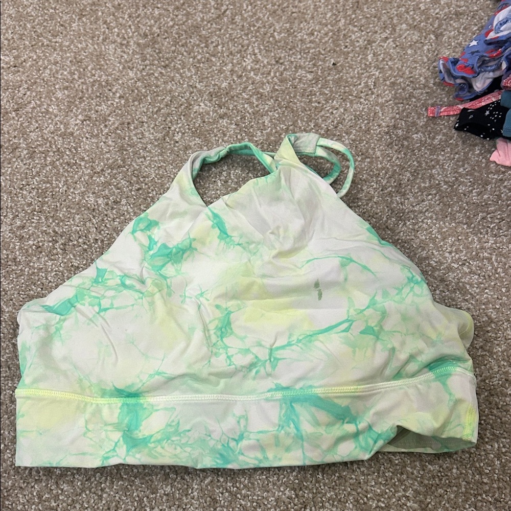 Lululemon Green and White Tie-Dye Sports Bra